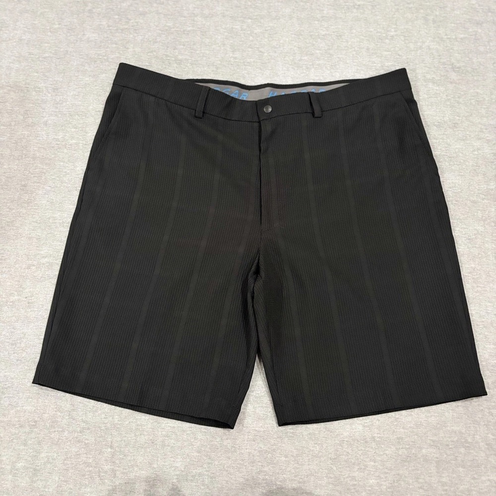 Haggar The Active Series Performance Shorts Mens 40 Black Front Textured Stretch